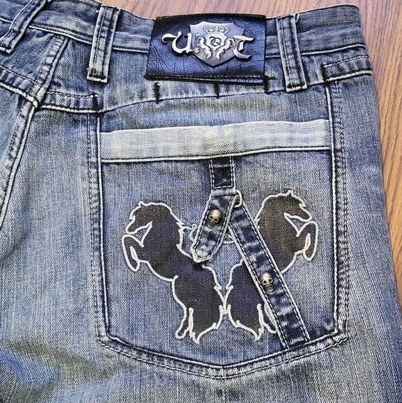Wooquat 36x32 Men’s Distressed Western Jeans Studded Embroidered Cowboy Bootcut - Picture 14 of 16